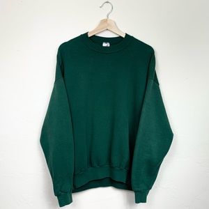 Vintage 90s Jerzees Russell Athletic Forest Green Earth Tone Crewneck Sweatshirt